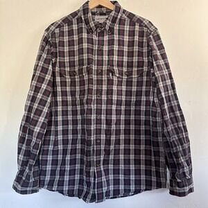 Carhartt Relaxed Fit  Long Sleeve Cotton Button Down Plaid Work Shirt Men's Med
